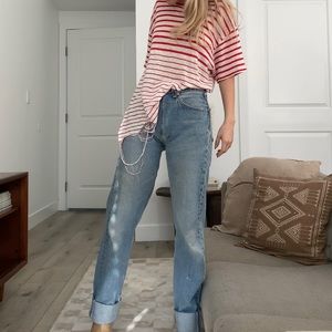 IRO Distressed striped slub linen-jersey T-shirt